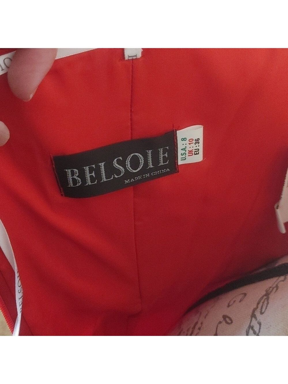 NWT Belsoie Red Satin Sweetheart Strapless Full Length Dress 8 - Picture 8 of 8